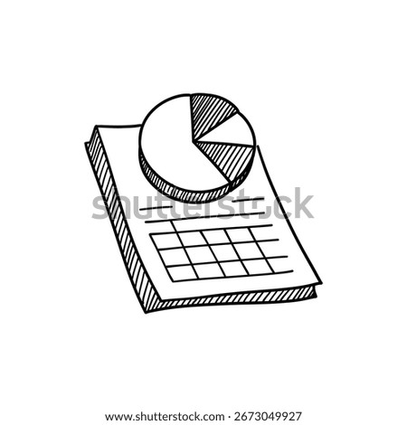 Pie Graph over Financial Form Doodle Icon
