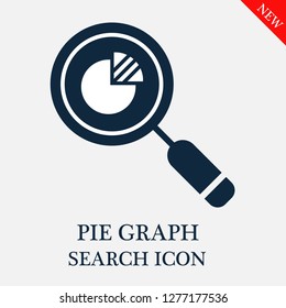 Pie graph search icon. Editable Pie graph search icon for web or mobile.