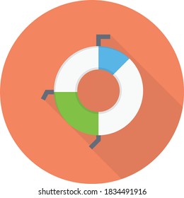 pie graph vector flat color icon