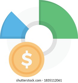 pie graph vector flat color icon 