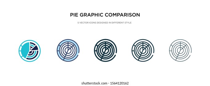 pie graphic comparison interface icon in different style vector illustration. two colored and black pie graphic comparison interface vector icons designed in filled, outline, line and stroke style