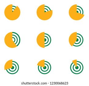 pie graphic green and yellow vector