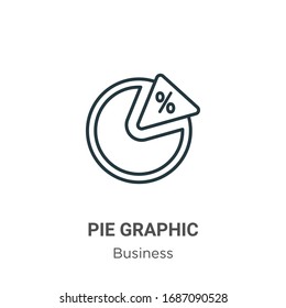 Pie graphic outline vector icon. Thin line black pie graphic icon, flat vector simple element illustration from editable business concept isolated stroke on white background