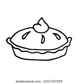 Pie. Hand drawn black doodle isolated on white background. Vector Illustration. EPS10