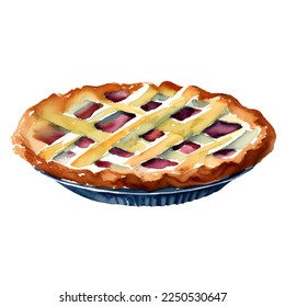 pie hand drawn with watercolor painting style illustration