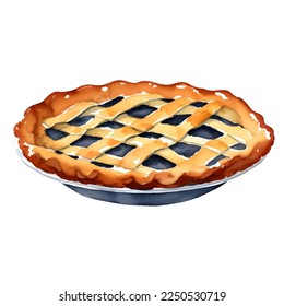 pie hand drawn with watercolor painting style illustration