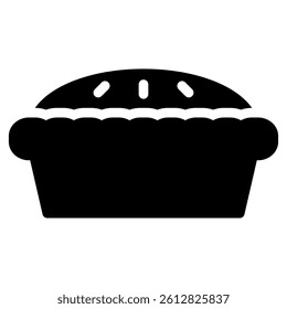 Pie icon in Black Fill. Glyph Style. Isolated on White Background