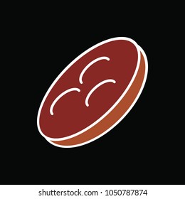Pie icon. Cartoon chocolate Pie vector icon for web design isolated on black background