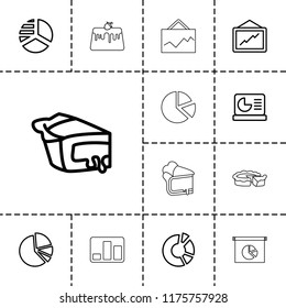Pie icon. collection of 13 pie outline icons such as graph, chart on display. editable pie icons for web and mobile.