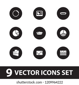 Pie icon. collection of 9 pie filled icons such as chart on display, cake slice. editable pie icons for web and mobile.