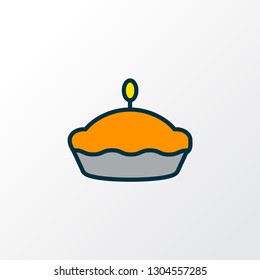 Pie icon colored line symbol. Premium quality isolated tart element in trendy style.