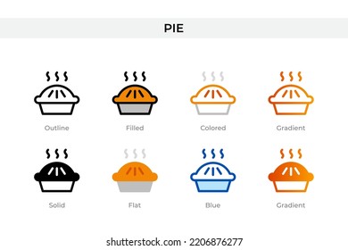 pie icon in different style. pie vector icons designed in outline, solid, colored, filled, gradient, and flat style. Symbol, logo illustration. Vector illustration