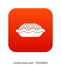 Pie icon digital red for any design isolated on white vector illustration