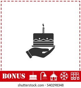 Pie icon flat. Simple vector symbol and bonus icon