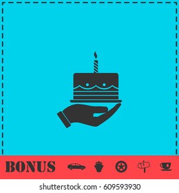 Pie icon flat. Simple vector symbol and bonus icon