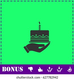 Pie icon flat. Simple vector symbol and bonus icon