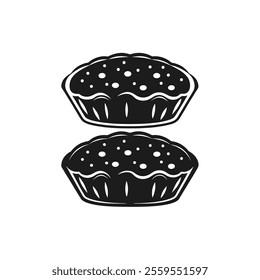 Pie icon. Flat vector illustration in black on white background. EPS 10