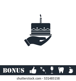 Pie icon flat. Vector illustration symbol and bonus pictogram