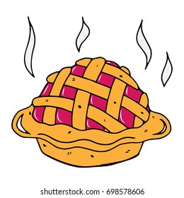 Pie Icon. Hot Wicker Cake. Vector Illustration. Apple Pie. Cherry Pie