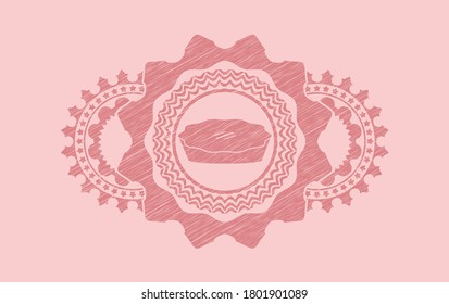 Pie-Symbol in Pink-Schlaganfall-Emblem. Rose Farbe, gut aussehender Hintergrund. Künstlerische Illustration. 