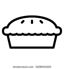 Pie icon in line art. Outline Style. Isolated on White Background