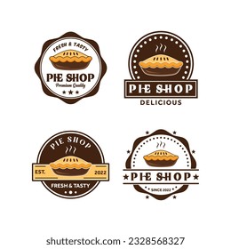 Pie icon logo set vector  bakery template