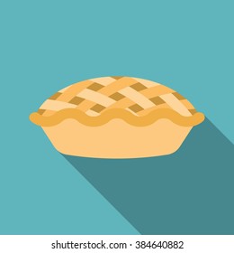 Pie Icon With Long Shadow, Flat Design