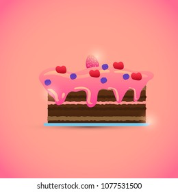pie icon on pink backround vector illustration 