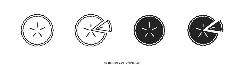 Pie icon on white background. Thanksgiving day concept. Cherry, apple, blueberry, pumpkin. Homemade cake symbol. Vector illustration. 