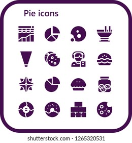  pie icon set. 16 filled pie icons. Simple modern icons about  - Analytics, Pie chart, Cookie, Custard, Piping bag, Reporter, Pie, Makibishi, Chart, Cookies, Graph, Donut, Flow chart