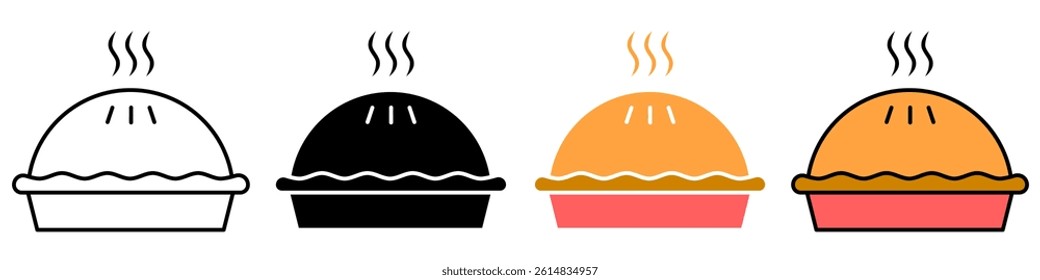 Pie Icon Set. Symbol of Pie. Pie Vector Icon in line style design. Vector illustration.