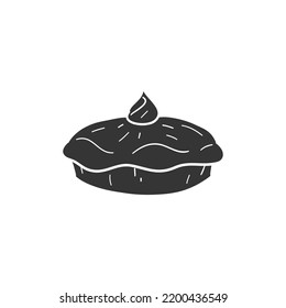 Pie Icon Silhouette Illustration. Cake Vector Graphic Pictogram Symbol Clip Art. Doodle Sketch Black Sign.