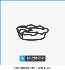 pie icon. simple outline pie vector icon. on white background.