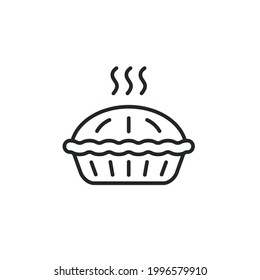 Pie icon. Thin line pie icon isolated on white background. Icon for web design and social media. Vector illustration 