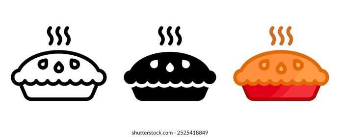 Pie icon. Traditional dish sign. Homemade cake color illustration. American thanksgiving pie symbol.