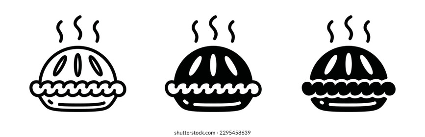 Vector de icono de tubería. Símbolo de icono de tarta de manzana caliente en línea y estilo plano. Signo y símbolo de panadería. Ilustración del vector