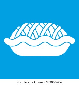 Pie icon white isolated on blue background vector illustration