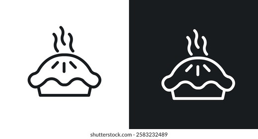 Pie icons in black and white liner strokes for web design.