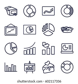 pie icons set. Set of 16 pie outline icons such as graph, cake slice, chart