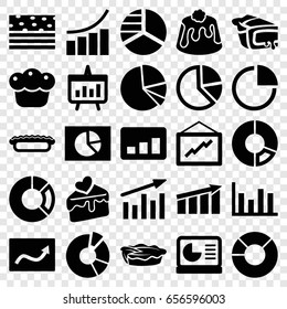 Pie icons set. set of 25 pie filled icons such as pie chart, graph, cake slice, chart
