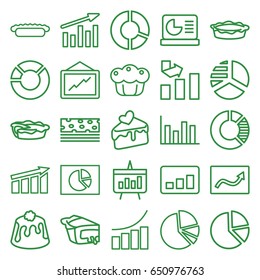 Pie icons set. set of 25 pie outline icons such as pie chart, graph, cake slice, chart