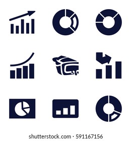 pie icons set. Set of 9 pie filled icons such as graph