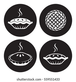 pie icons set: White on a black background