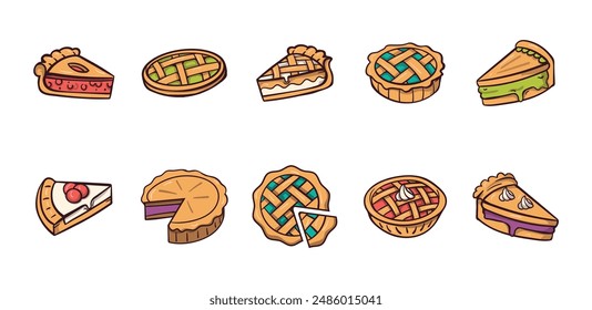 Pie Illustration Set Collection Bundle