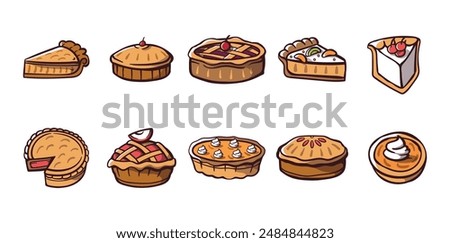 Pie Illustration Set Collection Bundle