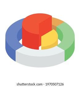 A pie infographic in editable isometric icon