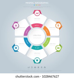 Pie infographic  template  the concept is option step with  full color icon can be used for diagram  info graphic chart  business presentation or web , Vector design element  illustration