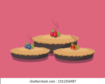 Pie isolated on pink background