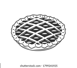 Pie isolated on white background. Bakery design elements. Vector illustration