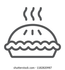 Pie line icon, pastry and food, cake sign, vector graphics, a linear pattern on a white background, eps 10.
